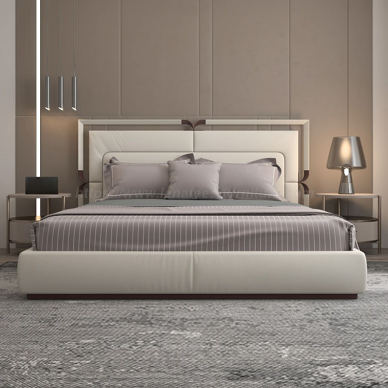 Nahka ylellinen king size tufted sänky
